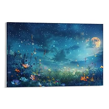 油絵 絵画【星空の花畑】 油絵 油彩 油彩画 絵 絵画【星空のひまわり畑】 | HIROSHI1990
